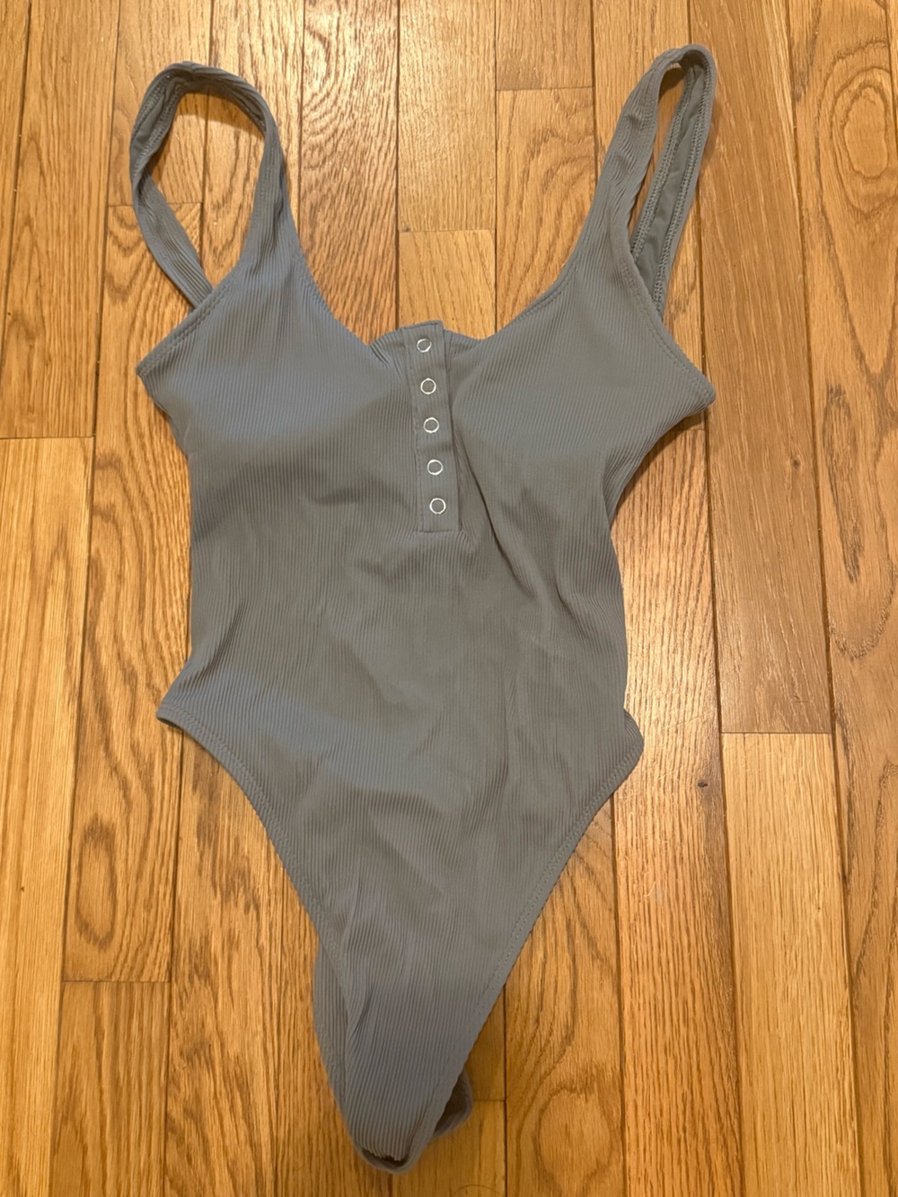 aerie Ribbed One-Piece Swimsuit in Slate Gray